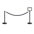 Montour Line Stanchion Post & Rope Kit Black 2FlatTop 1Dark Blue Rope 8.5x11H Sign C-Kit-1-BK-FL-1-Tapped-1-8511-H-1-PVR-DB-PS